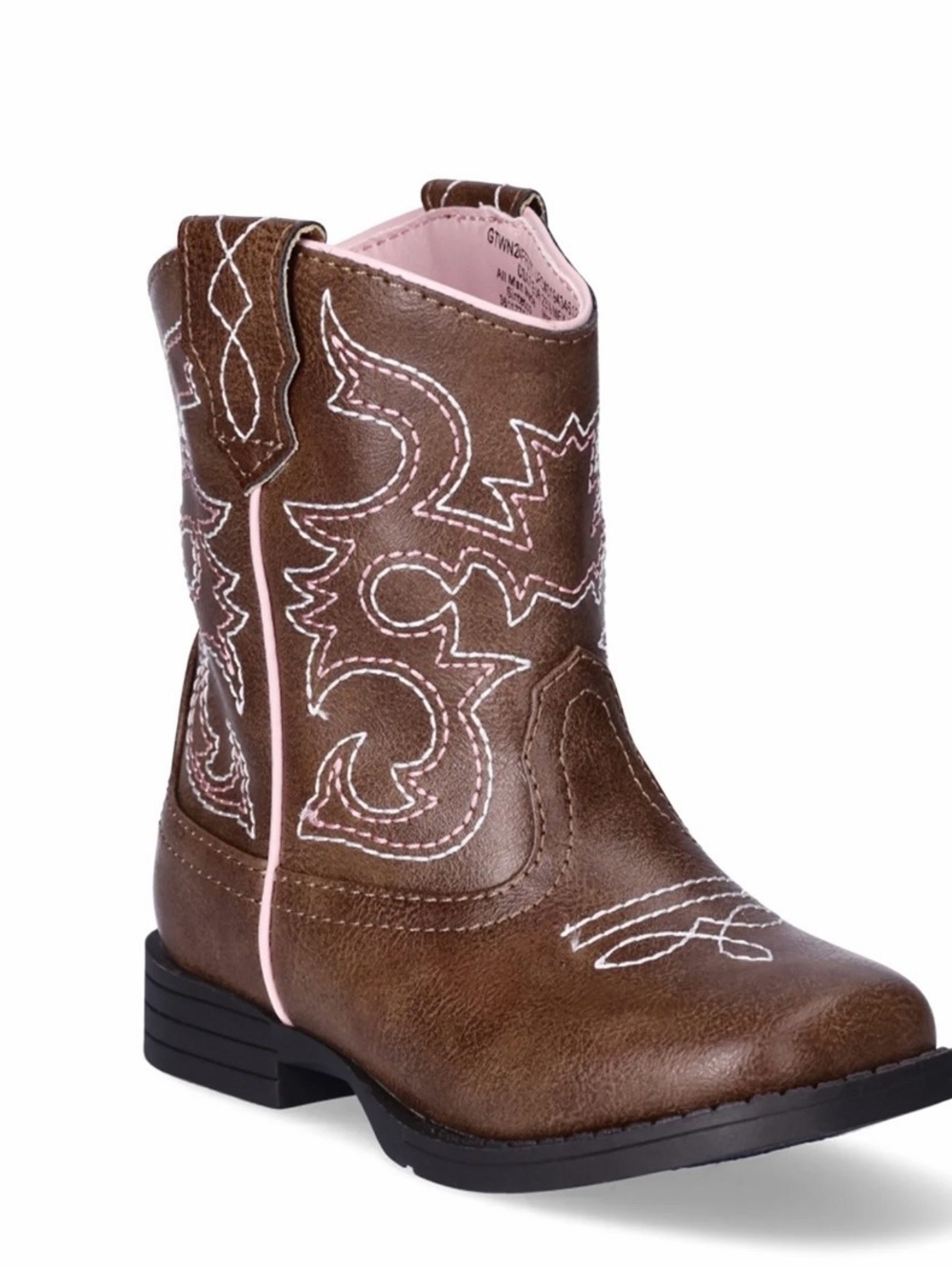wonder nation Brown Kids' Cowboy Boot with Pink Trim